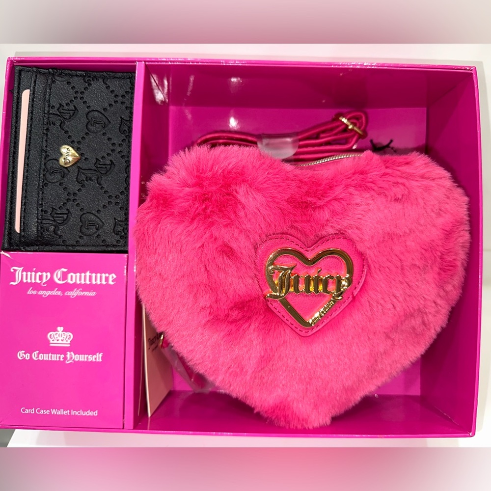 JUICY COUTURE HEART CROSSBODY AND CARD WALLET💕🤍✨